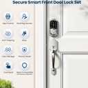 Veise VE06-H Smart Front Door Lock Set, App Control, Keyless Entry Deadbolt with Lever Handle, Electronic Digital Touchscreen Keypad, Auto Lock, Easy Install, Satin Nickel