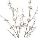2 Pcs Cherry Blossom Branches Long Stems Fake Flowers for Spring Summer Indoor Home Decor 52" White Faux Artificial Cherry Flowers for Vase Wedding Office Party Table Centerpieces Bedroom Decor
