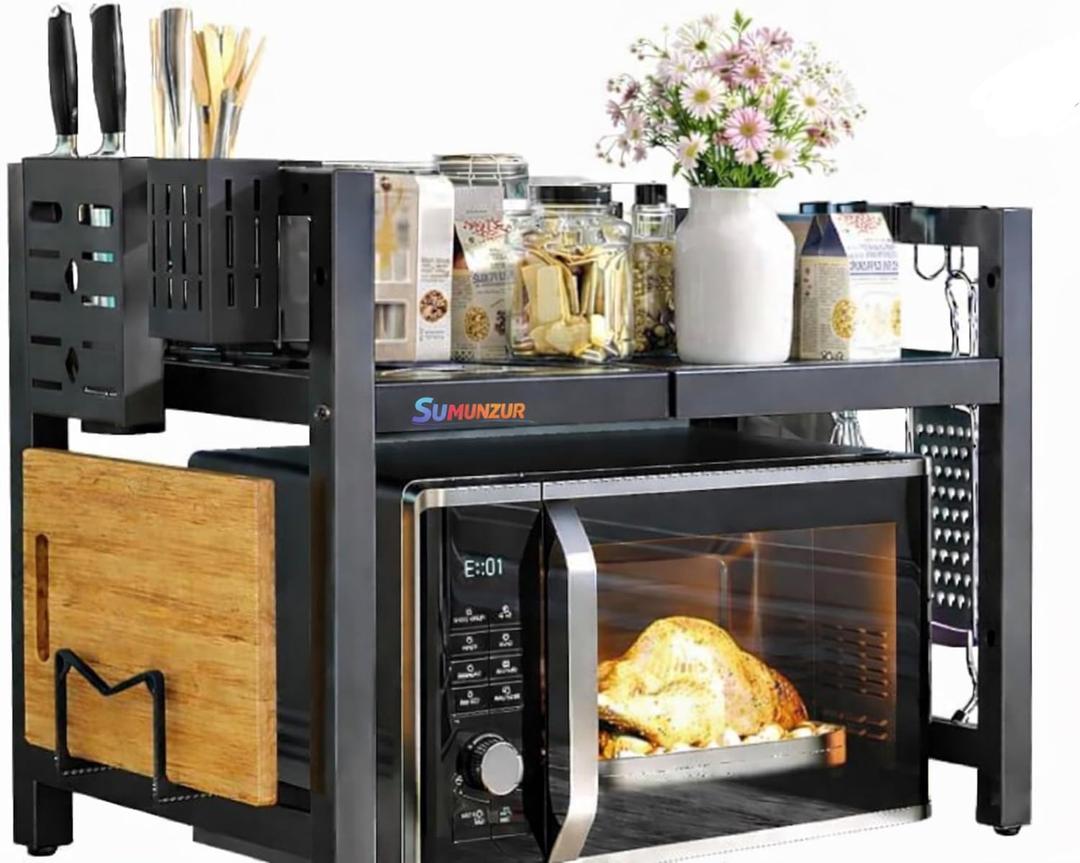 Microwave Oven Rack,Expandable Countertop Microwave Stand with.