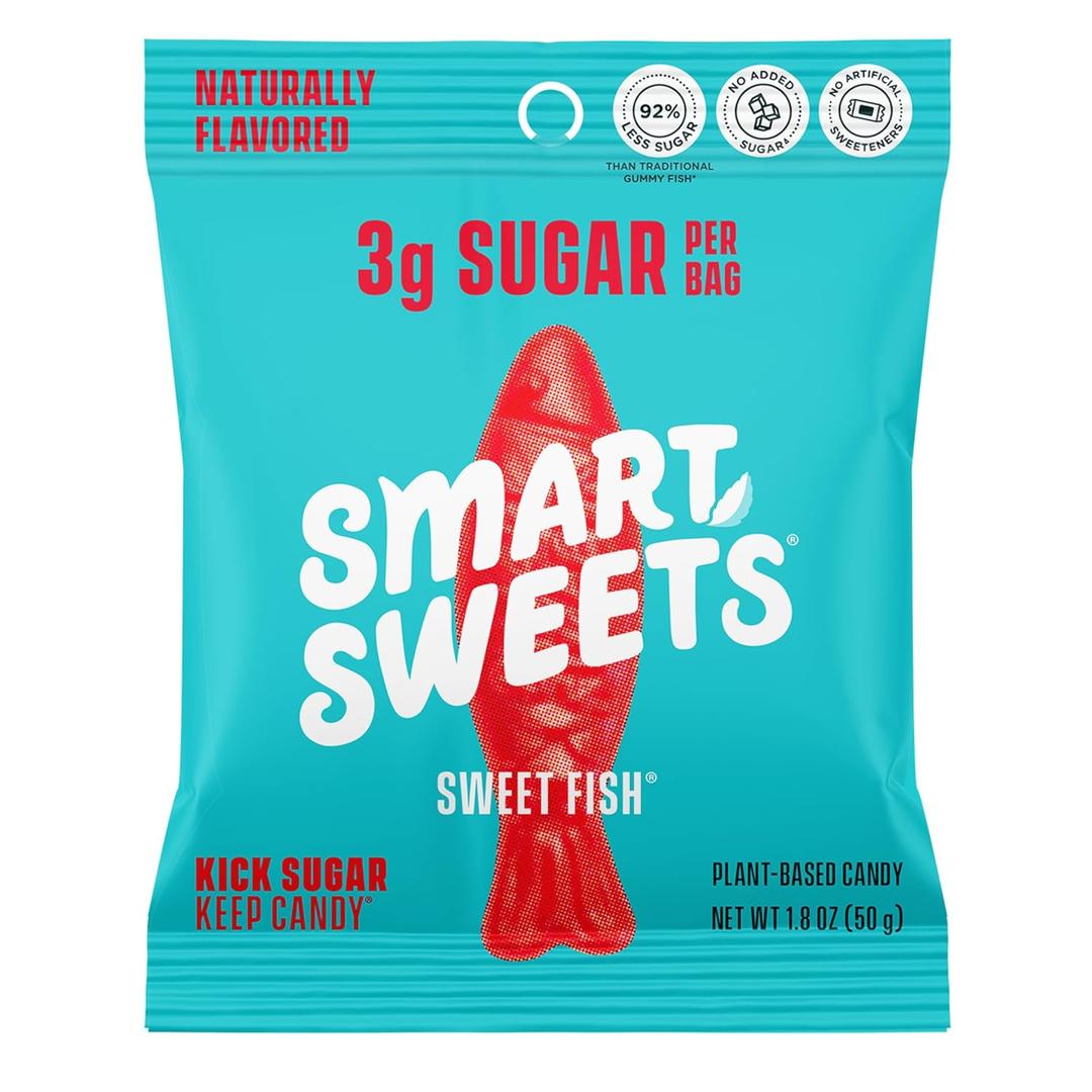 SmartSweets Sweet Fish, Low Sugar Gummy Candy (3g), Low Calorie (130), Gluten-Free -1.8oz (Pack of 6)  BBD  :09/30/2026