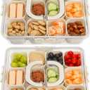 2Pcs Snackle Box Container, Divided Serving Tray with Lid and Handle, Snack Box Container Food Platter Charcuterie for Party, Veggies, Snack, Fruit, Nuts, Entertaining, Picnic, LARGER SIZE