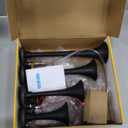 FARBIN 4 Trumpet Air Horn 12/24V Train Horn 178DB Truck Air Horn Super Loud Air horn with Electric Solenoid Universal for Train Truck SUV Boat Metal Black(black Parallel 4-tube 12/24V)