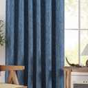 Jinchan Burlap Linen Look Curtains 84 Inches Long Blue Textured Curtains for Living Room Light Filtering Farmhouse Curtain Panels Semi Sheer Country Rustic Bedroom Window Drapes Rod Pocket 2 Panels