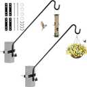 2 Packs Extended Fence Deck Heavy Duty Bird Feeder Hook, 360 Degree Rotary and Length Adjustable Plant Bracket for Bird Feeders Planters Suet Baskets Lanterns Wind Chimes and More
