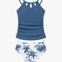 Girls Swimsuit Cutout Bathing Suit Cute Two Piece Swimsuits for Teen Girls Modest Swimwear High Waisted Tankini 13-14y