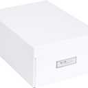 Bigso Box of Sweden Karin Collapsible Storage Box with Labelframe for Easy Identification - Simple Assembly without Tools - Decorative Storage Boxes with Lids - 8.9in x 12.4in x 5.4in - White