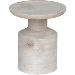 SIMPLIHOME Haynes 16" Wide Solid Wood Round End Table in White Wash