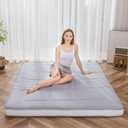 MAXYOYO King Futon Mattress Foam Mattress Topper, Japanese Floor Mattress Foldable Mattress Futon Bed Mattress Pad Guest Bed Mattress, Extra Thick Folding Floor Couch for Adults, Grey King Floor Bed