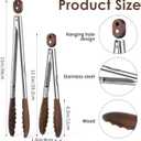 4Pcs Wooden Tongs for Cooking, Stainless Steel Salad Tong with Walnut Wood Tip, 9 Inch 12 Inch Walnut Wooden Kitchen Tongs, Anti-Slip Long Handle Wood Kitchen Utensils for Salad Tossing