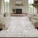 Gray Area Rug 8x10 Machine Washable Large Vintage Living Room Distressed Non Slip Carpet Traditional Indoor Bedroom Grey Retro Floral Accent Throw Rug for Office Kitchen Dining Room