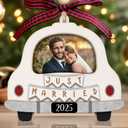 Personalized Wedding Gifts - Mr and Mrs Gifts - First Christmas Married Ornament 2025 - Wedding Gift for Couples 2025, Newlyweds, Bride - Bridal Shower Gift - Wood Ornament & Custom Photo