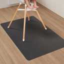 Area Floor Mat for Home, 3'5' Black No Slip Waterproof Vinyl Area Rug for Hard Floor, Spill Resistant Floor Protector Cover for Kitchen, Easy Clean Splat Mat for Under High Chair
