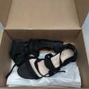 Allegra K Women's Open Toe Block Heel Lace Up Heels Black Heel Sandals 9.5 M US