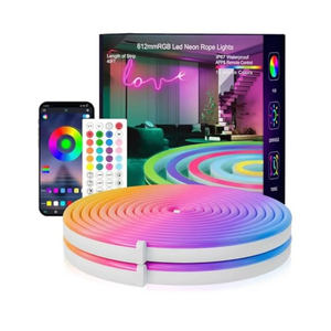 Neon Rope Lights, 19.68FT RGB Led Strip Lights, Waterproof IP67, DIY Design, Music Sync, 24 Keys Remote Control, Multiple Modes, for Living Room, Bedroom, Holiday Decoration