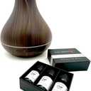 Romexa Smart WiFi Essential Oil Aromatherapy Diffuser & Humidifier with Alexa & Google Home App Control and 3 Pack of Oils - 400ml Dark Brown LED Timer Settings - Natural Home Fragrance