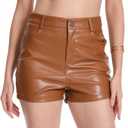 Women's PU Leather Shorts Sexy High Waist Faux Leather Short (XXL)