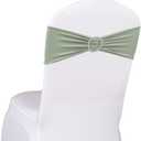 Pack of 50 Spandex Sage Green Chair Sashes Bows Elastic Chair Cover Bands Slider Buckles for Wedding Reception Banquet Bridal Decorations - Sage Green