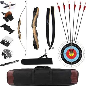 DEERACE Takedown Recurve Bow and Arrow Set 62" Classic Traditional Wooden Bow for Adults Youth Beginner Hunting Targeting Archery (35 Lbs)