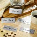Hicarer 5 Pcs Stainless Steel Chain Signs 3-1/2 x 1-3/8 Beverage Table Display Hanging Chain Sign(Coffee, Decaf, Hot Water, Hot Tea, Iced Tea)