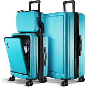 Luggage Sets 3 Piece, 20 Inch Carry on Luggage and 28 Inch Suitcases with Wheels Spinner, Durable Hard Shell Suitcase Set, Expandable Travel Suitcase, Teal