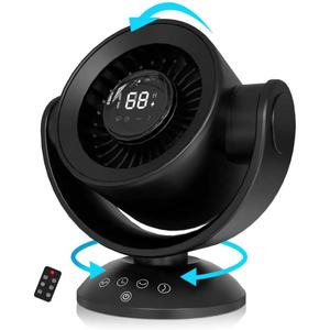 Desk Fans for BedroomAir Circulator Fan90Vertical +120Auto Oscillating,100 Speeds, 10H Timer, Quiet Fan,Digital Display Rechargeable USB, with Remote, for Home, OfficeBlack