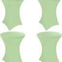 4 Pack 32x43 Inch Spandex Stretch Square Corners Tablecloth, Fitted High Top Table Cover for Bar, Weddings, Birthday, Banquet, Party (Sage Green)