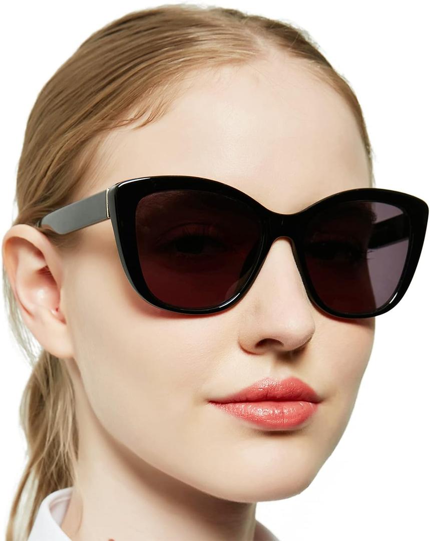 MARE AZZURO Cat Eye Reading Sunglasses Women Oversized Square Sunglasses Readers 0 1.0 1.25 1.5 1.75 2.0 2.25 2.5 2.75 3.0 3.5 (Black, 0.00)