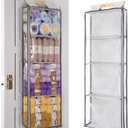 Clear Handbag Storage Organizer Dust Cover Bags-Over The Door Handbag Storage Organizer with Zippers 4 Grids Vesiable Fully Enclosed Purse Organizer for Closet (Clear Grey)