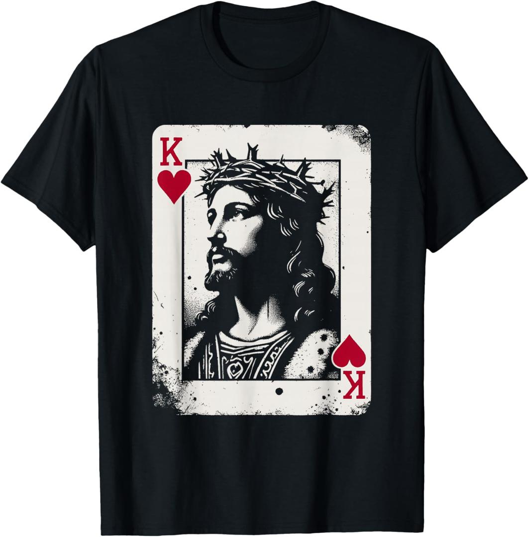 Jesus King of Hearts - Vintage Religious Card Game Lover T-Shirt, Size Small