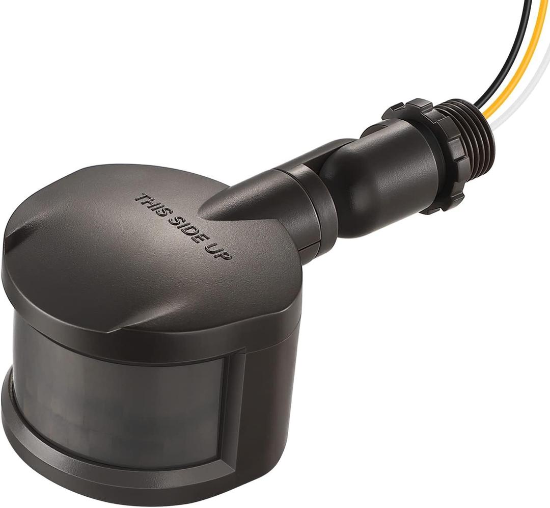 EDISHINE Motion Sensor, 180-Degree Replacement Motion Detector for Security Floodlights, Adjustable Time & Detection Sensitivity Range Up to 60 Feet, 3 Modes Pir Motion Sensor, Brown, UL Listed