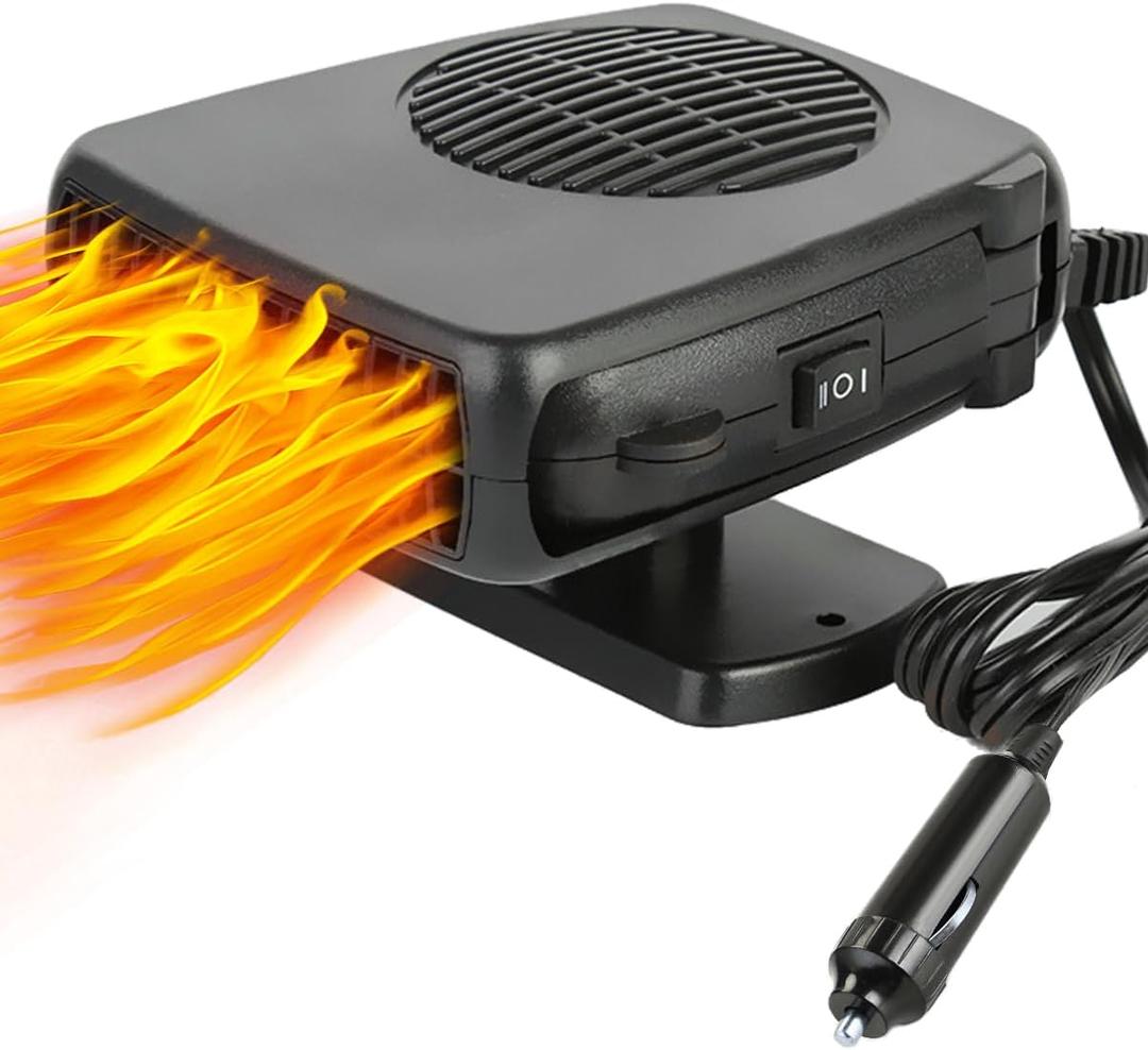 12V Portable Car Heater & Defroster - 150W, Plugs into Cigarette Lighter, 2-in-1 Heating & Cooling for Quick Anti-Fog Warmth