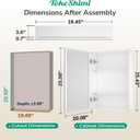 TokeShimi 20 x 26 Recessed Medicine Cabinet with Mirror, Assembly Required, Frameless Medicine Cabinet for Bathroom, Tempered Beveled Mirror, Stepless Adjustable Shelves, DTC Hinge