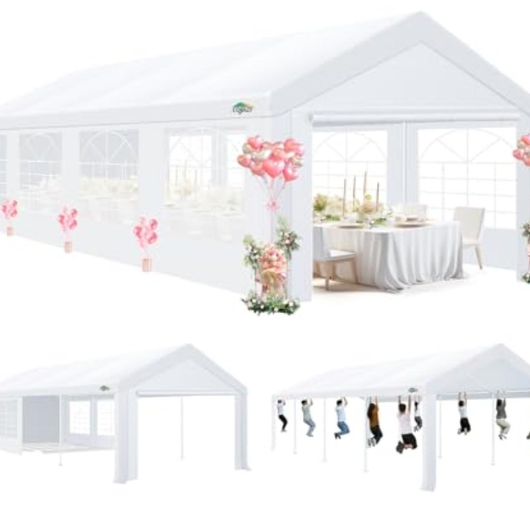 COBIZI 10x30 Party Tent Heavy Duty, Large Outdoor Wedding Tents for Parties with 8 Sidewalls & Built-in Sandbags,Waterproof Event Canopy Gazebo Commercial Tent for Carport,Camping,Patio,Windproof
