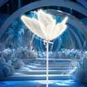 Butterfly Floor Lamp for Wedding Decor - 3 Color LED Ambient Lighting, Wall/Ceiling Mounted Romantic Party Lamp, Iron & Lace Design (23.6in, 1 PCS)