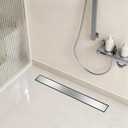 Linear Shower Drain - 18 Inch Brushed Nickel, with Tile Insert Panels