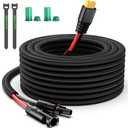 Bateria Power Solar to XT60 Charge Extension Cable with Solar Connectors Caps,Solar Connector to XT60 Adapter Cable for Solar Panel to Battery RV Power Station Solar Generator(12AWG 10Ft)