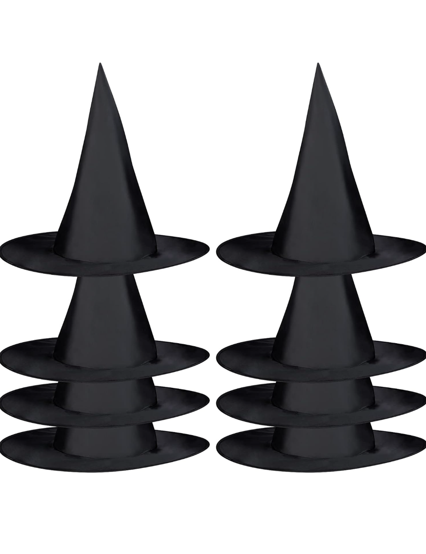 8 PCS Halloween Witch Hats Witch Costume Accessory for Halloween Cosplay Party, Black (Pack Of 2)