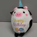 Cow Plush Toy 10 Inch Cute Cow Birthday Stuffed Animal Soft Cow Plushies Pillow Wear Unicorn Birthday Hat Kawaii Cartoon Doll Gifts for Kid Toddlers Home Room Decoration