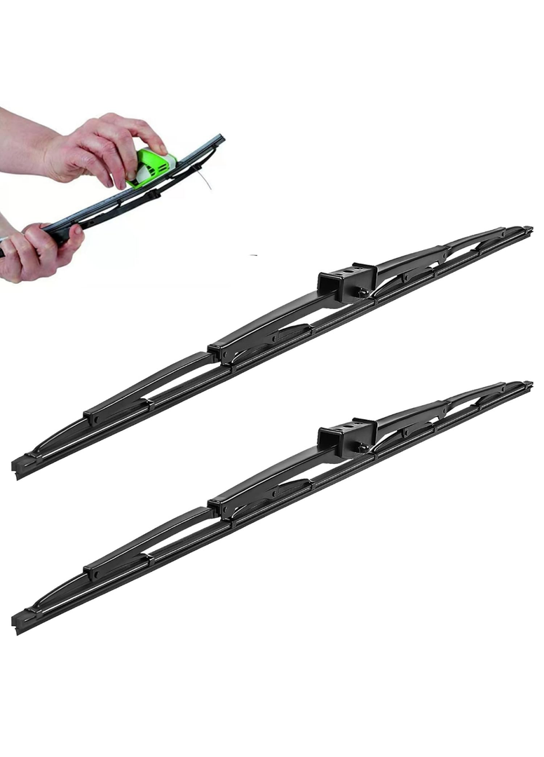 2Pcs 32" Heavy Duty Windshield Saddle Mount Wiper Blade Replacement for Motorhome Recreational Vehicle RV and Bus with 2 Rubber