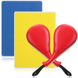 Lenwen 4 Pcs Taekwondo Training Set, 2 Rebreakable Taekwondo Breaking Boards & 2 Kick Pads for Martial Arts Training Karate Equipment Punching Target Youth Beginners (0.24'',0.31'', Red-Yellow-Blue)