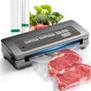 Vacuum Sealer Machine, 90kPa 120W Wide Seal All-IN-1 Powerful Food Storage, Build-in Cutter | Bags Storage | Digital Countdown Display | 2 Bag Rolls and 5pcs Pre-cut Bags (Gray)