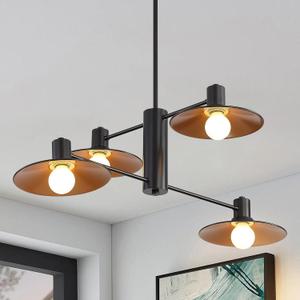 Black and Gold Chandelier for Dining Room Light Fixture Modern 4 Lights Sputnik Pendant Light Foyer Lighting Fixtures Farmhouse Hanging Pendant Lights for Living Room Kitchen Bedroom