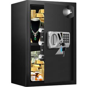 2.2 Cu Ft Fireproof Home Safe Box - Digital Electronic Keypad, Steel Security Combination Lock Box with Removable Shelf, Emergency USB-C Cable, Safety Box for Document Money Jewelry Handgun