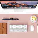 WAYBER Leather Desk Pad Protector, Waterproof Mouse Pad, PU Desk Mat, Office Desk Cover, Desk Writing Mat for Office/Home/Work/Cubicle (Pink/Silver) 35.4x17in
