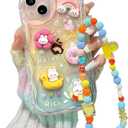 Designed for iPhone Case,Cute Rainbow Rabbit Duck Kawaii Cartoon Animal Wristband Strap Bracelet Chain Soft Shockproof Cover Phone Case (Pink,iPhone 16 Plus)