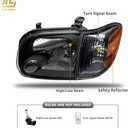 AS Headlight Assembly Compatible with 2005 2006 2007 Toyota Sequoia /2005 2006 Toyota Tundra Clear Lens Black Housing with Amber Reflector Left and Right Pair