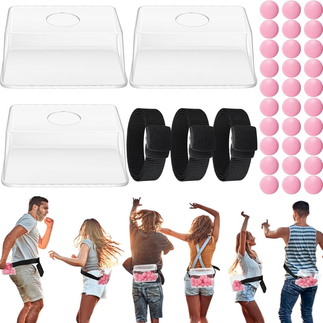 Vinsot 3 Sets Baby Shower Games Bridal Funniest Baby Shower Play, Interactive Shaking Balls for Boy or Girl, Table Tennis Twerk Game (Pink)