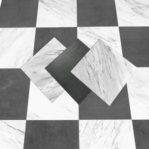 Art3dwallpanels Peel and Stick Floor Tiles 30-Pack 12 x 12 inch, Self Adhesive Waterproof Vinyl Flooring Marble Pattern for Kitchen, Dining Room, Bedrooms, Cover 30 Sq. Ft, Black & White Marble