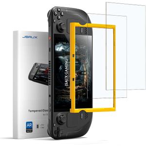 JSAUX 2-Pack Obsidian AR Screen Protector for Steam Deck, Anti-Reflection & Ultra Clear 10H Hardness Easy to Install with Guide Frame Scratch Resistant Tempered Glass for Steam Deck LCD & OLED