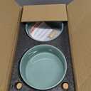 Havniva Ceramic 6.1inch Raised Dog Bowl with Stand for Small and Medium Breed Dog Dish Pet Food and Water Bowl (Double Bowl with Stand - Light Green, 28oz)